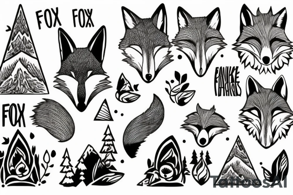 A fox at a mountain lake tattoo idea