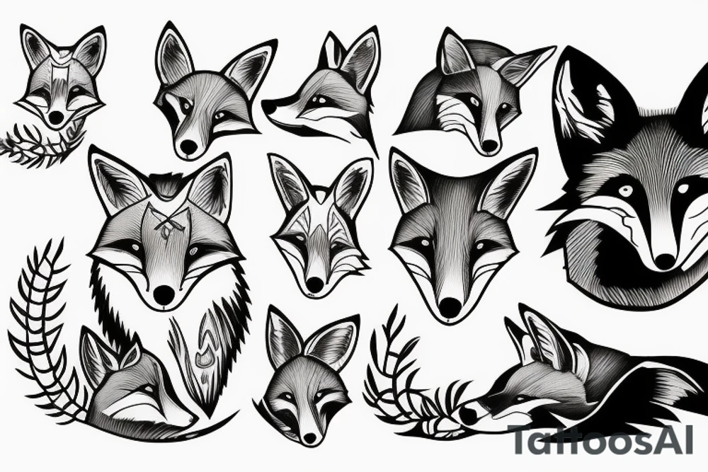 A fox at a mountain lake tattoo idea