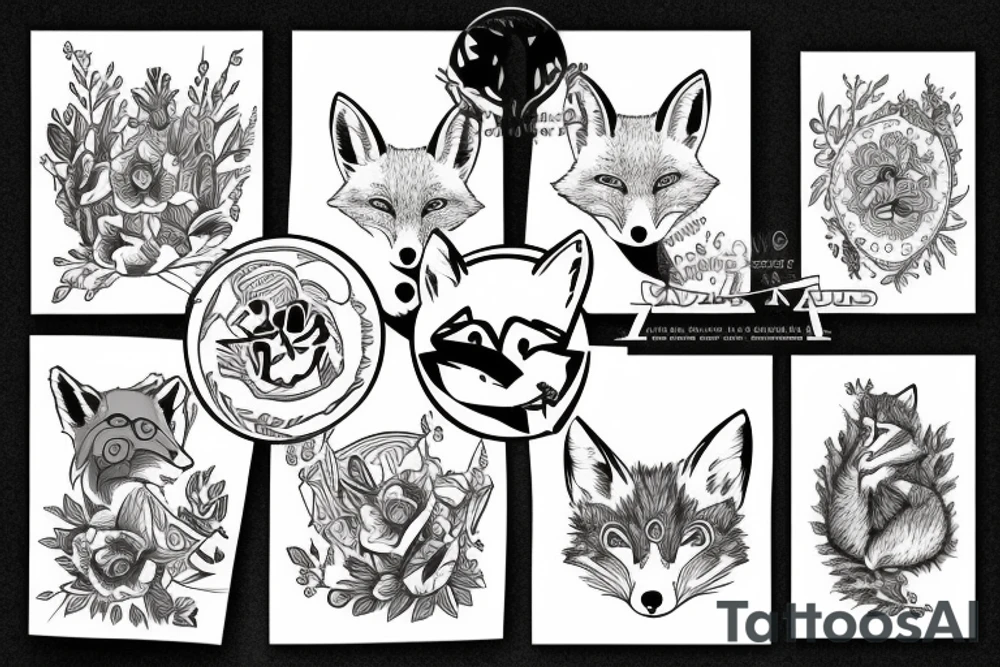 A fox at a mountain lake tattoo idea