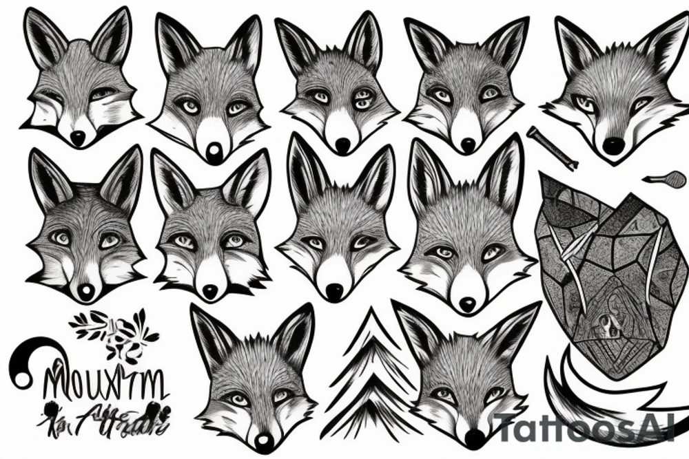 A fox at a mountain lake tattoo idea