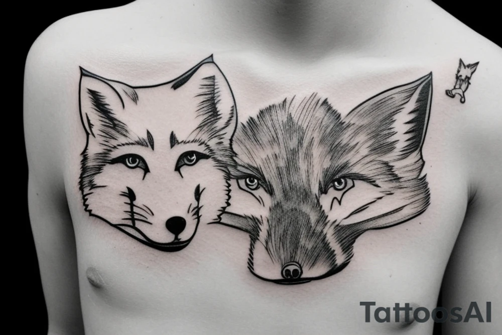 A fox at a mountain lake tattoo idea