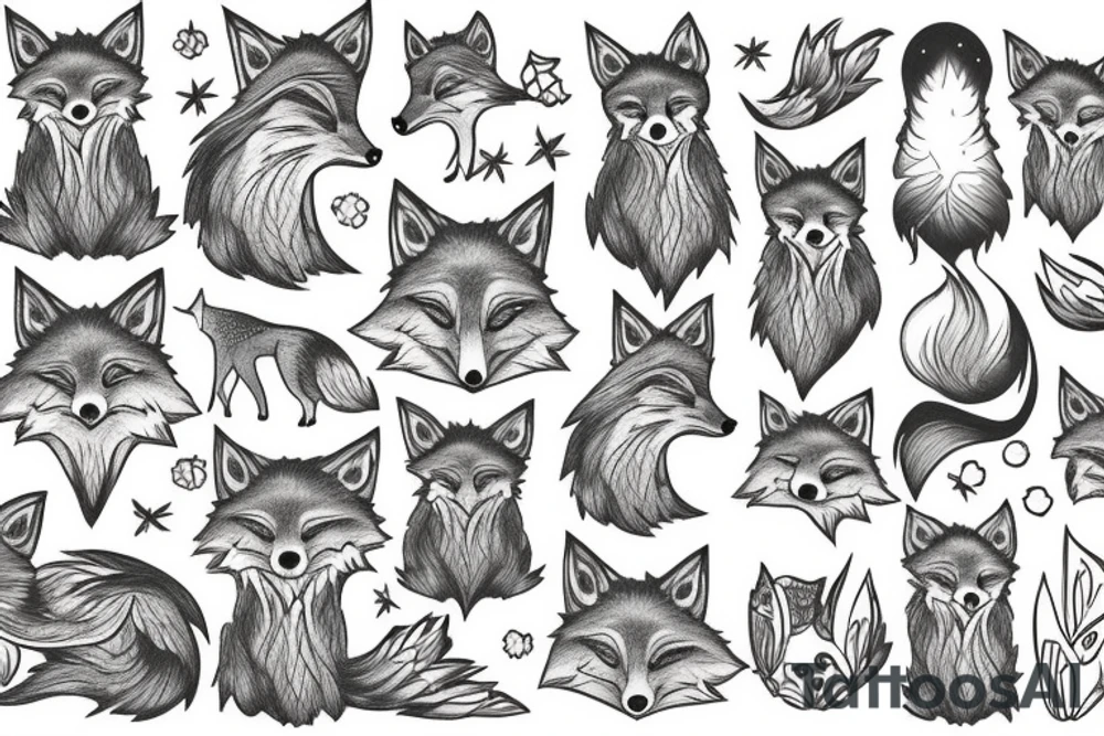 A fox at a mountain lake tattoo idea