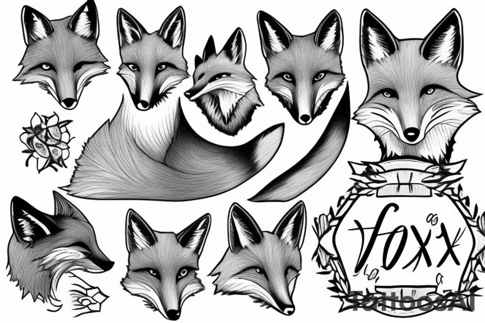 A fox at a mountain lake tattoo idea