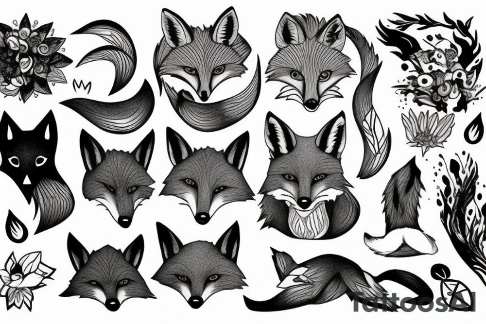 A fox at a mountain lake tattoo idea