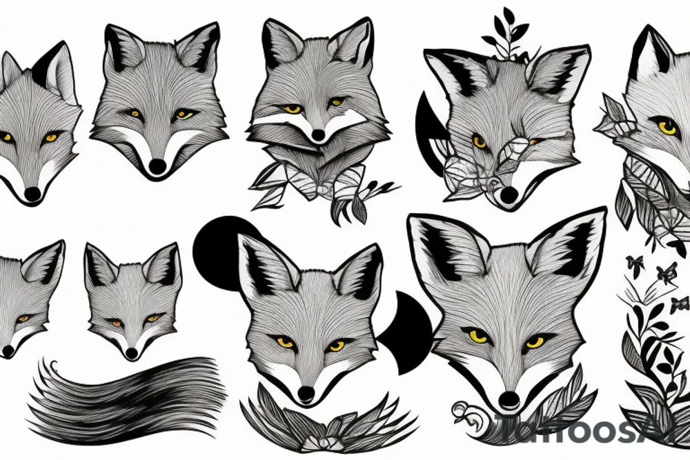 A fox at a mountain lake tattoo idea