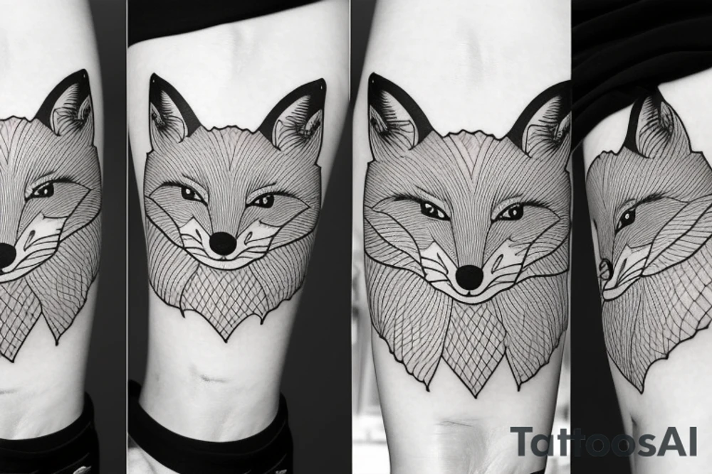 A fox at a mountain lake tattoo idea