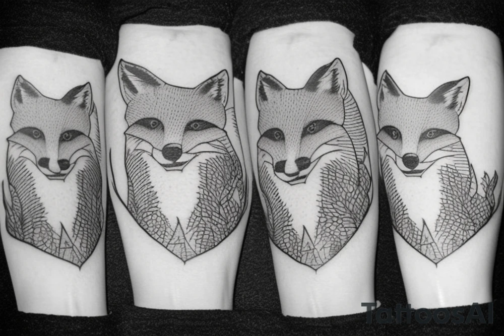 A fox at a mountain lake tattoo idea