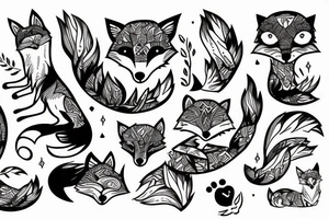 A fox at a mountain lake tattoo idea