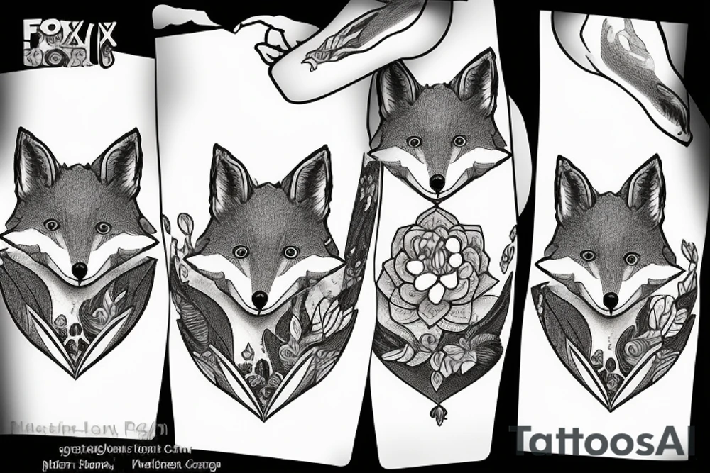 A fox at a mountain lake tattoo idea