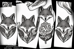 A fox at a mountain lake tattoo idea