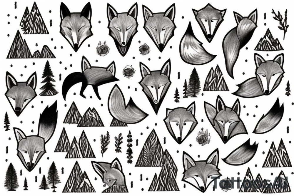 A fox in the mountains tattoo idea