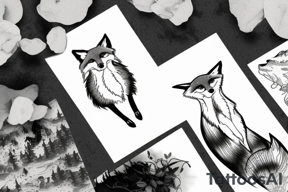 A fox in the mountains tattoo idea