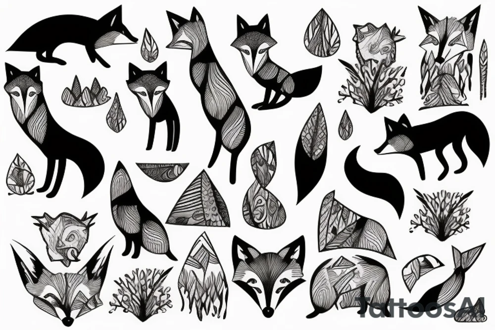 A fox in the mountains tattoo idea