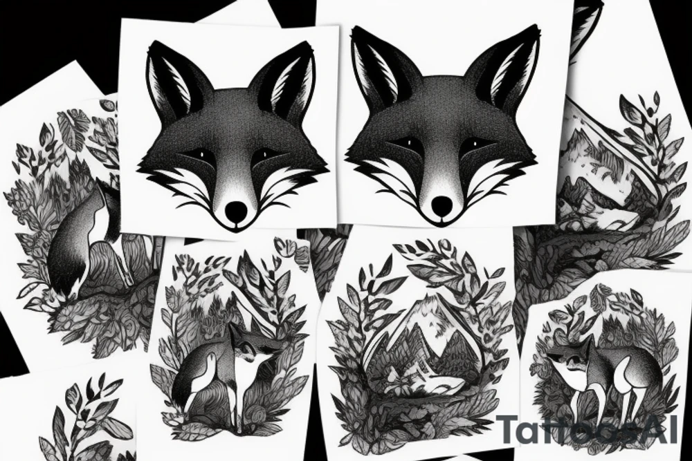 A fox in the mountains tattoo idea