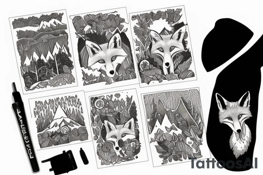 A fox in the mountains tattoo idea