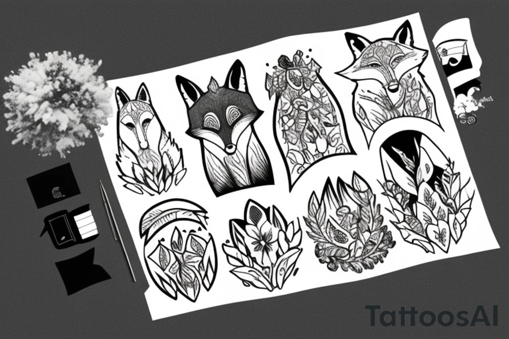 A fox in the mountains tattoo idea