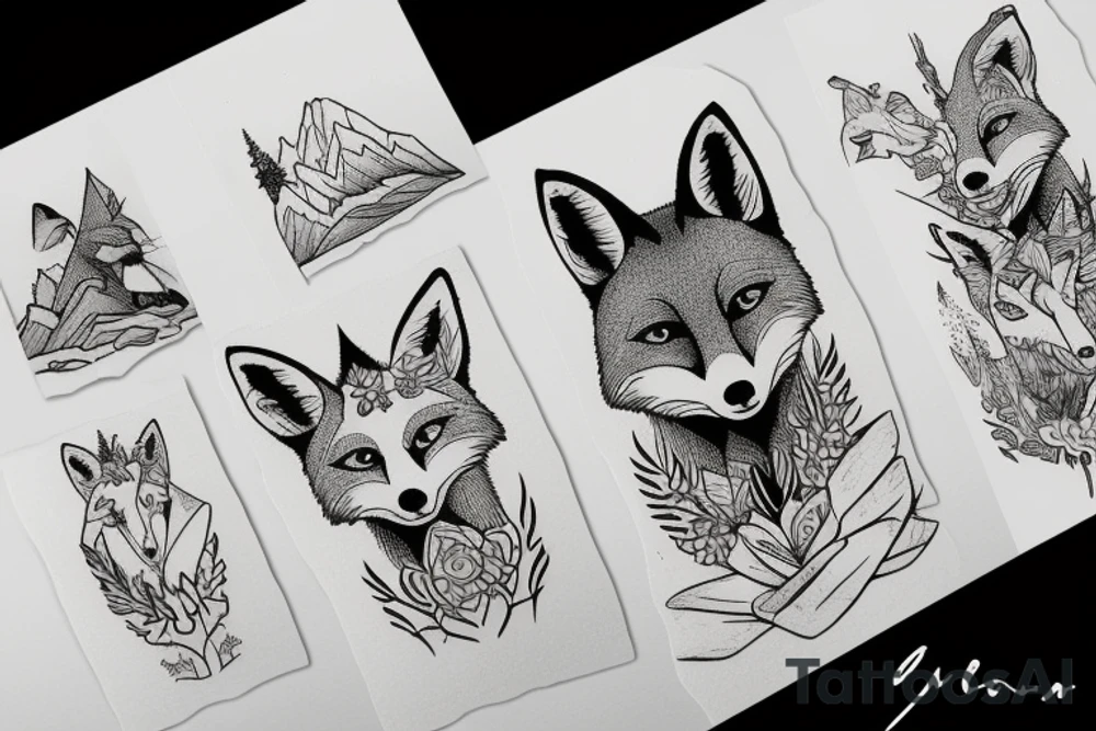 A fox in the mountains tattoo idea