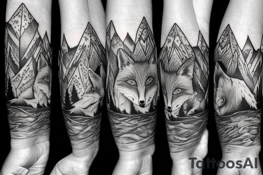 A fox in the mountains tattoo idea