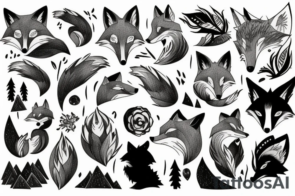 A fox in the mountains tattoo idea