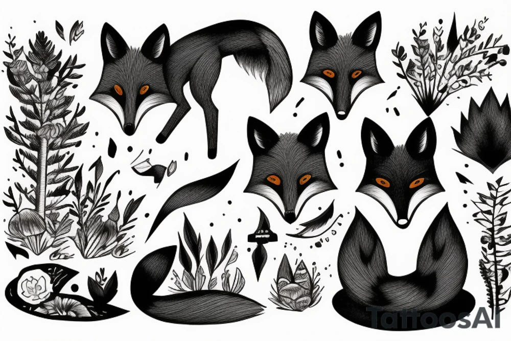 A fox in the mountains tattoo idea
