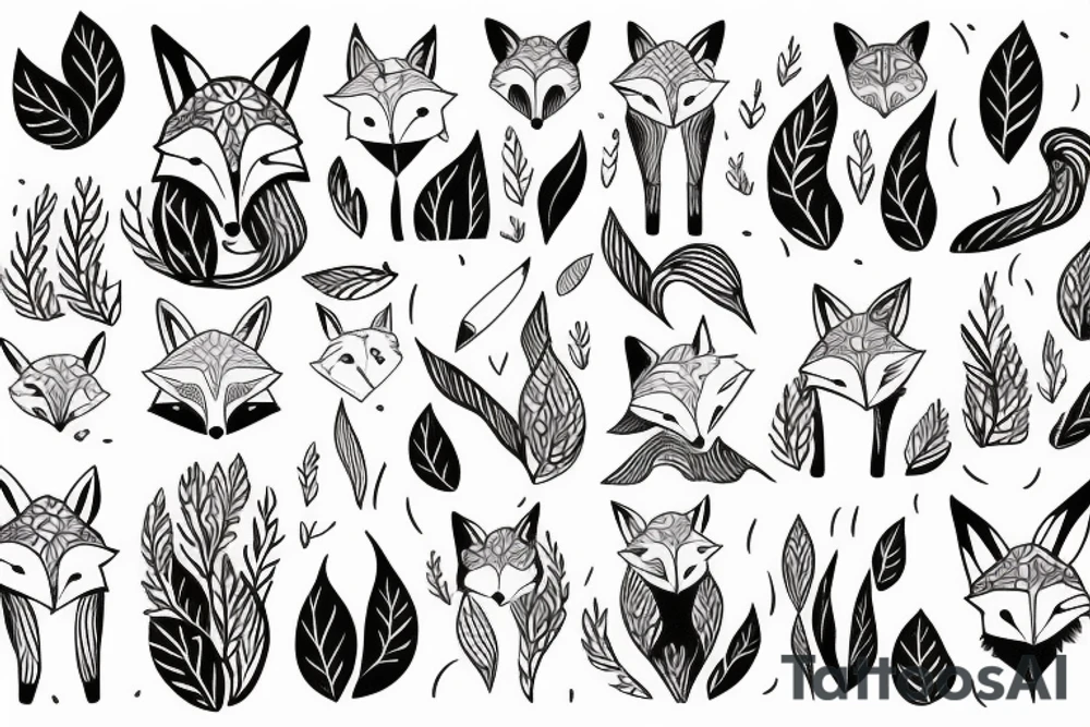 A fox surrounded by branches tattoo idea