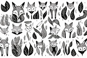 A fox surrounded by branches tattoo idea