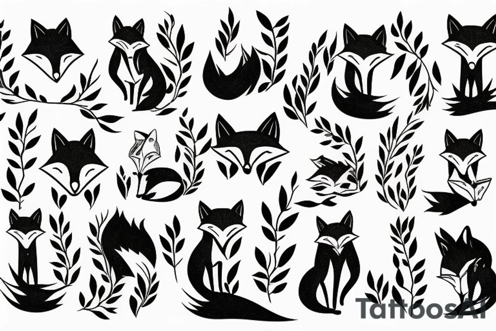 A fox surrounded by branches tattoo idea
