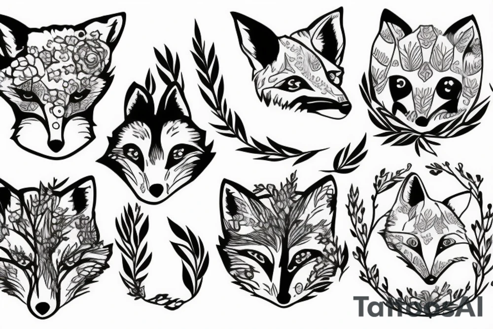 A fox surrounded by branches tattoo idea