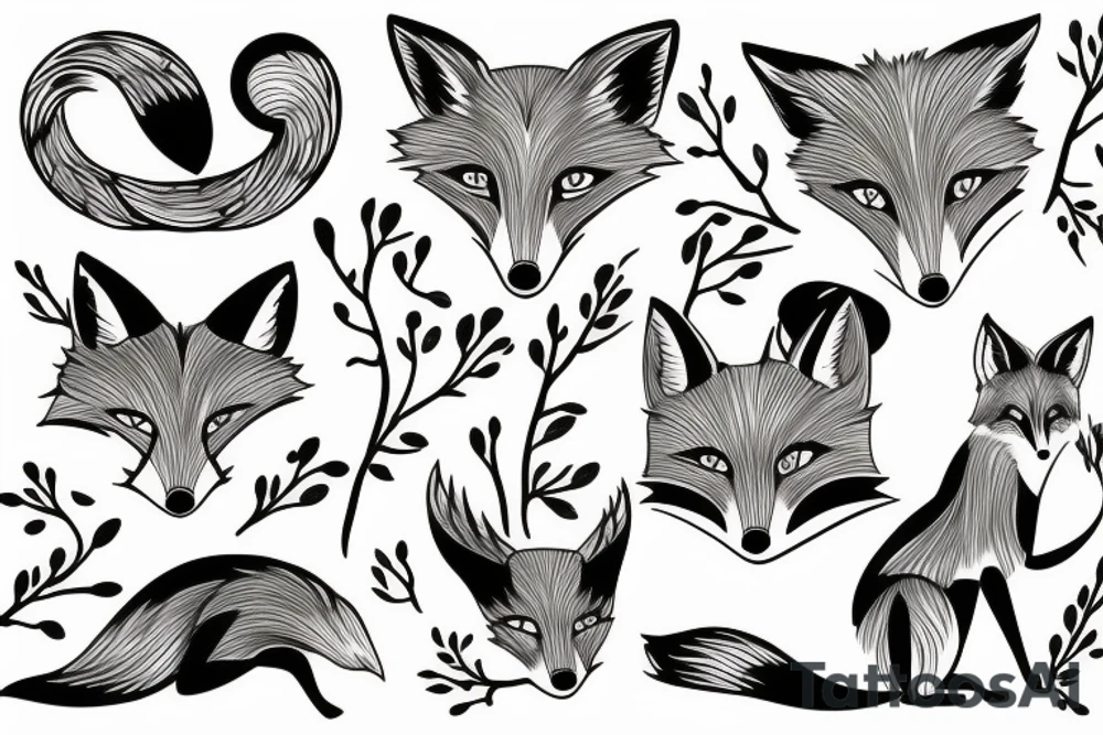A fox surrounded by branches tattoo idea