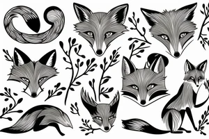 A fox surrounded by branches tattoo idea