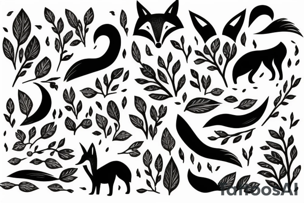 A fox surrounded by branches tattoo idea
