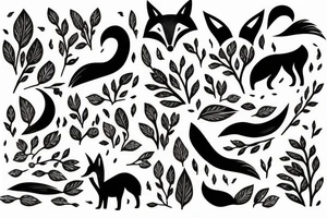 A fox surrounded by branches tattoo idea
