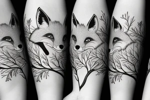 A fox surrounded by branches tattoo idea