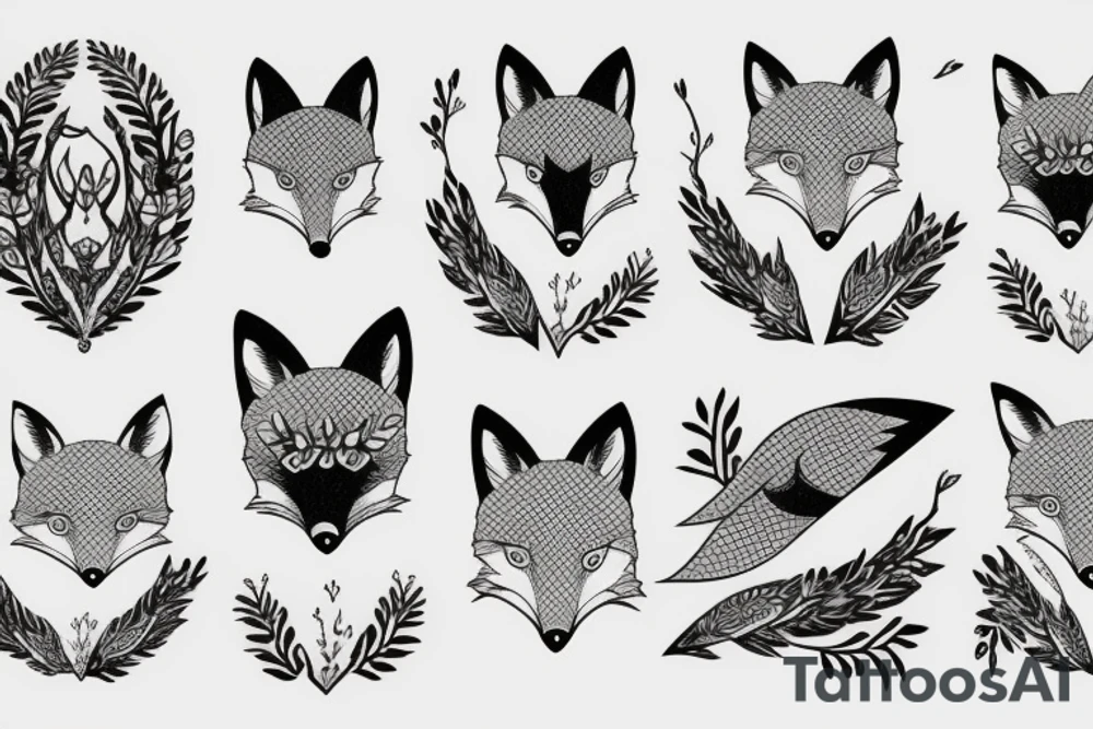 A fox surrounded by branches tattoo idea