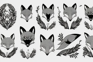A fox surrounded by branches tattoo idea