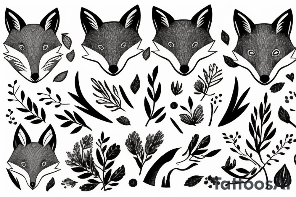 A fox surrounded by branches tattoo idea