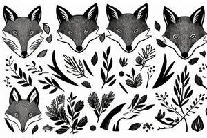 A fox surrounded by branches tattoo idea