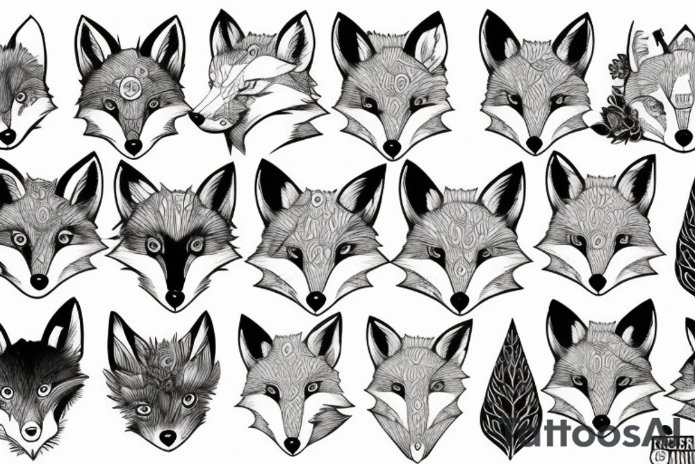 A fox surrounded by branches tattoo idea