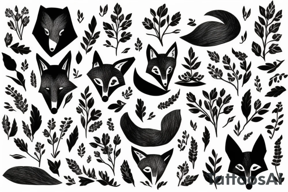 A fox surrounded by branches tattoo idea