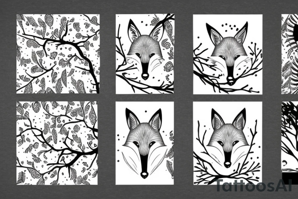 A fox surrounded by branches tattoo idea