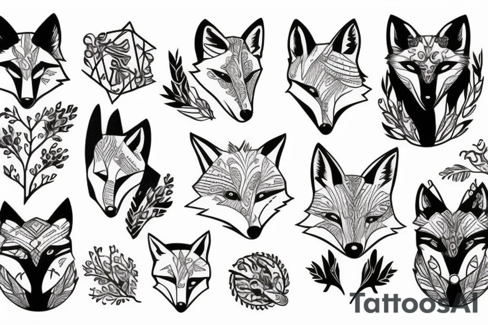 A fox surrounded by branches tattoo idea