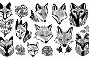 A fox surrounded by branches tattoo idea