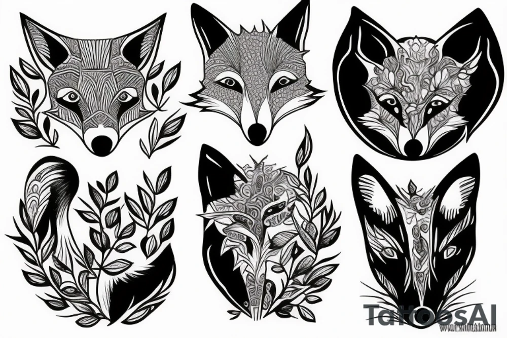 A fox surrounded by branches tattoo idea