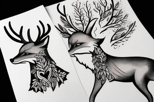 A fox and a deer tattoo idea