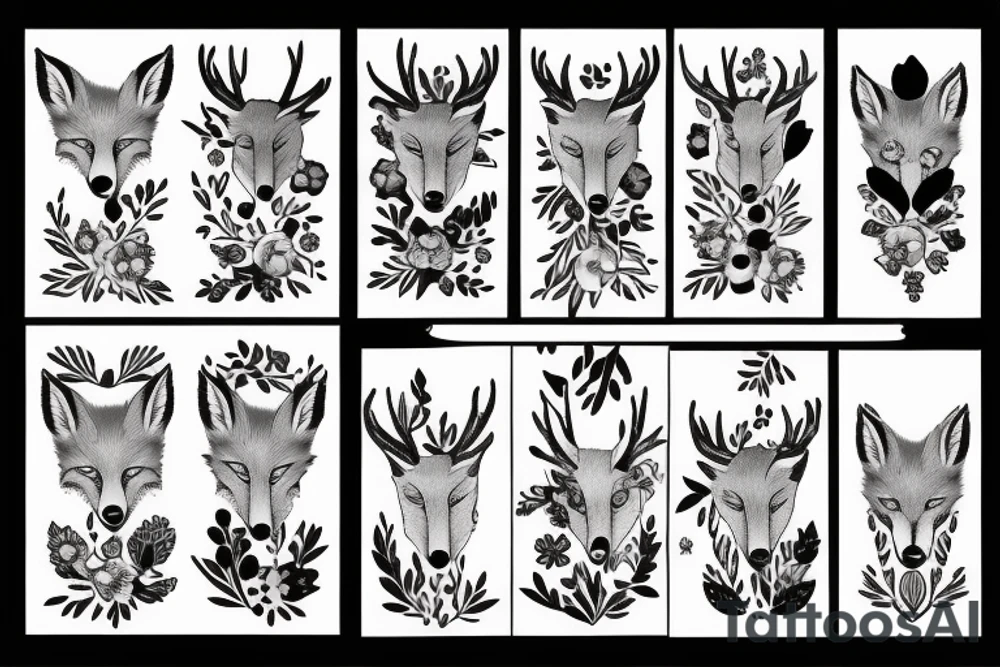 A fox and a deer tattoo idea
