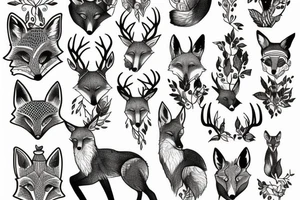 A fox and a deer tattoo idea
