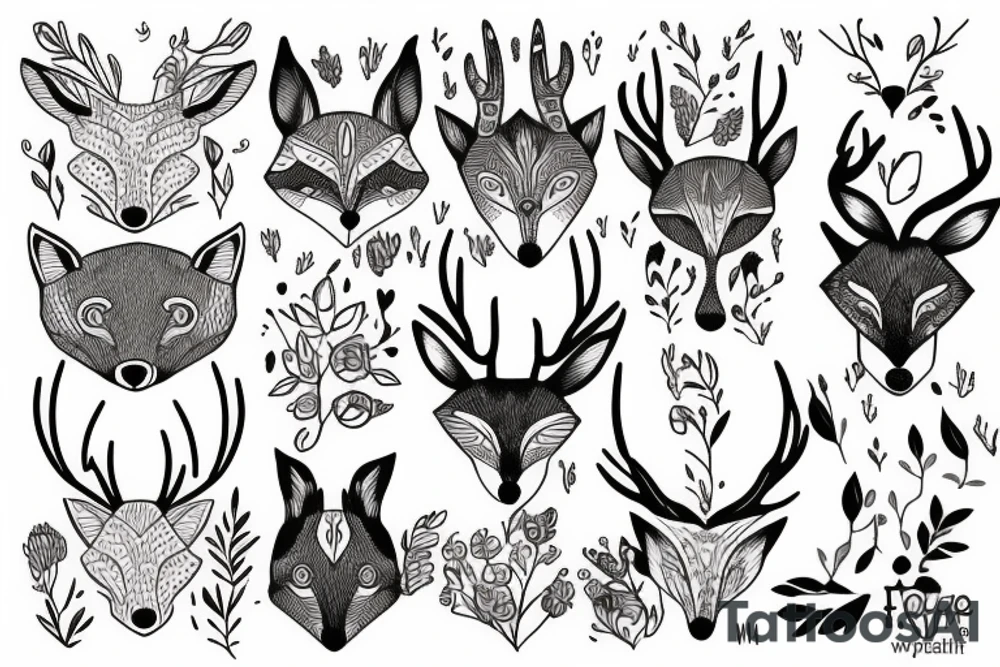 A fox and a deer tattoo idea