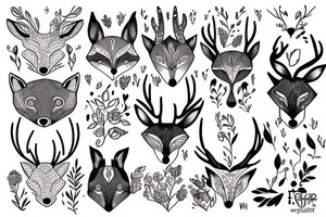 A fox and a deer tattoo idea
