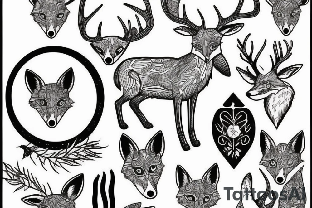 A fox and a deer tattoo idea