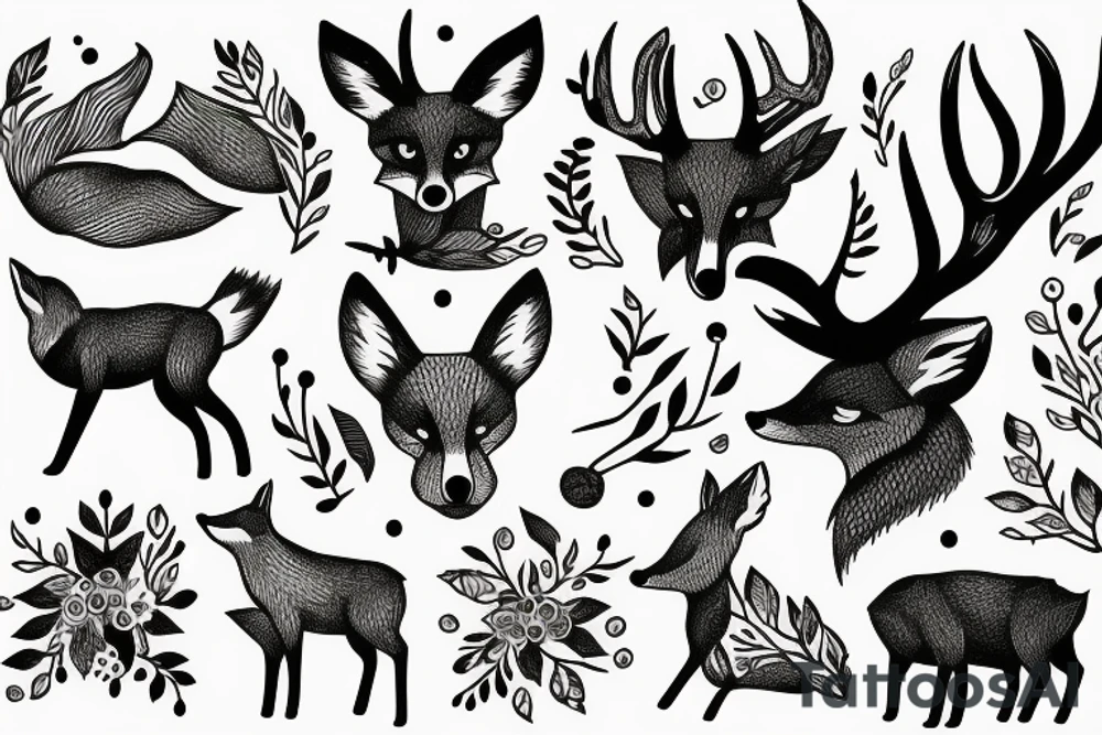 A fox and a deer tattoo idea